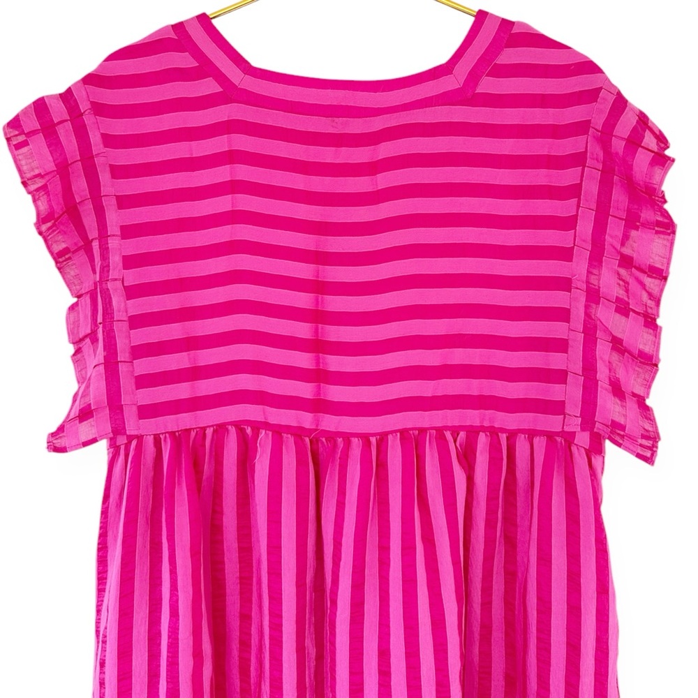 Anthropologie Pink Flutter Sleeve Dress - Picture 9 of 13